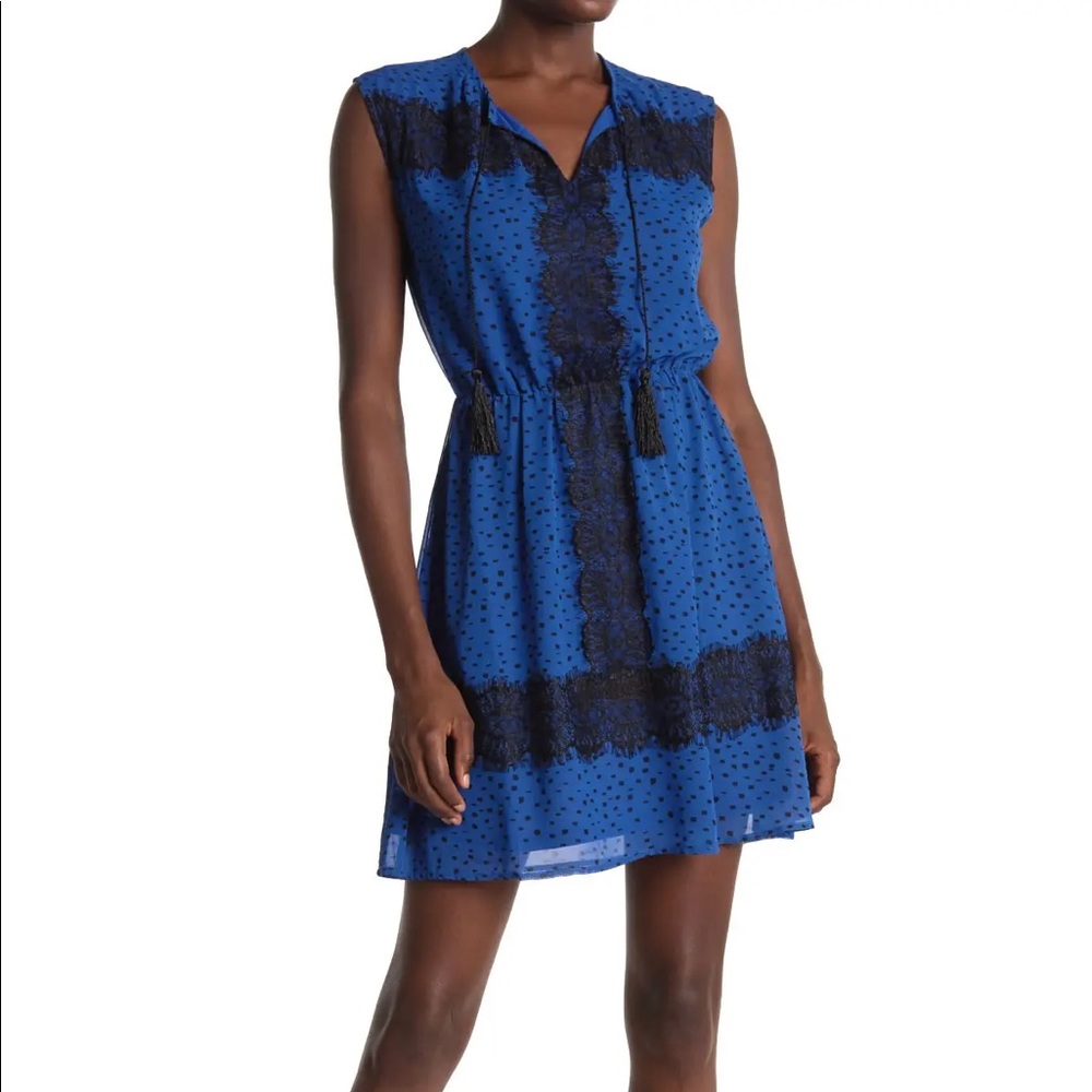 Lace Trim Sleeveless Fit & Flare Dress